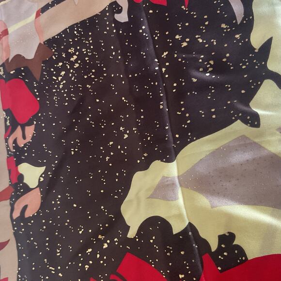 Y2K Retro Abstract Satin Scarf 33x33 Multicolor Red Brown Gold - Picture 3 of 5